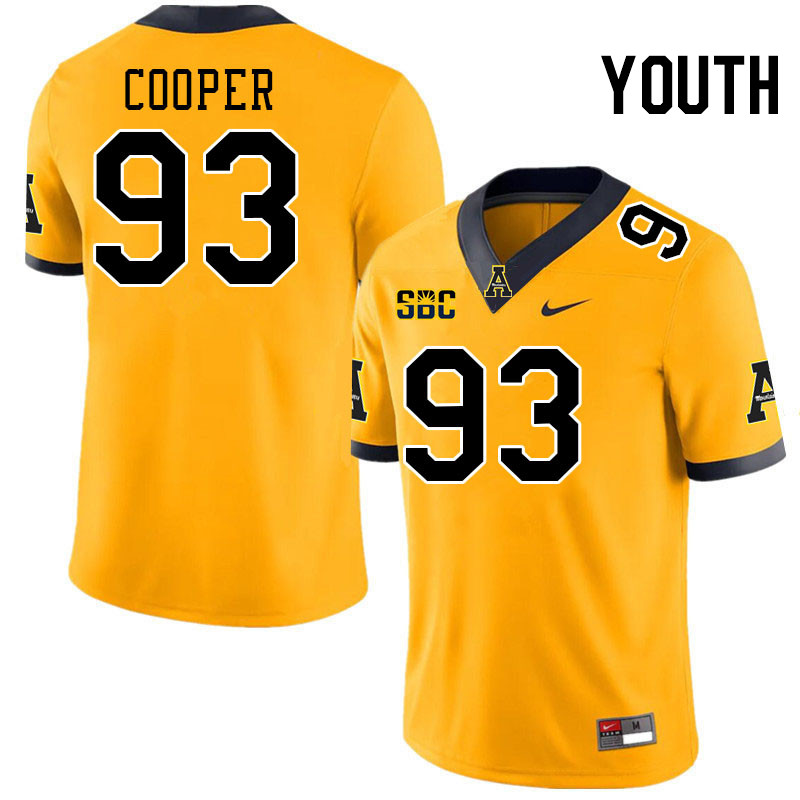 Youth #93 DeNigel Cooper Appalachian State Mountaineers College Football Jerseys Stitched-Gold